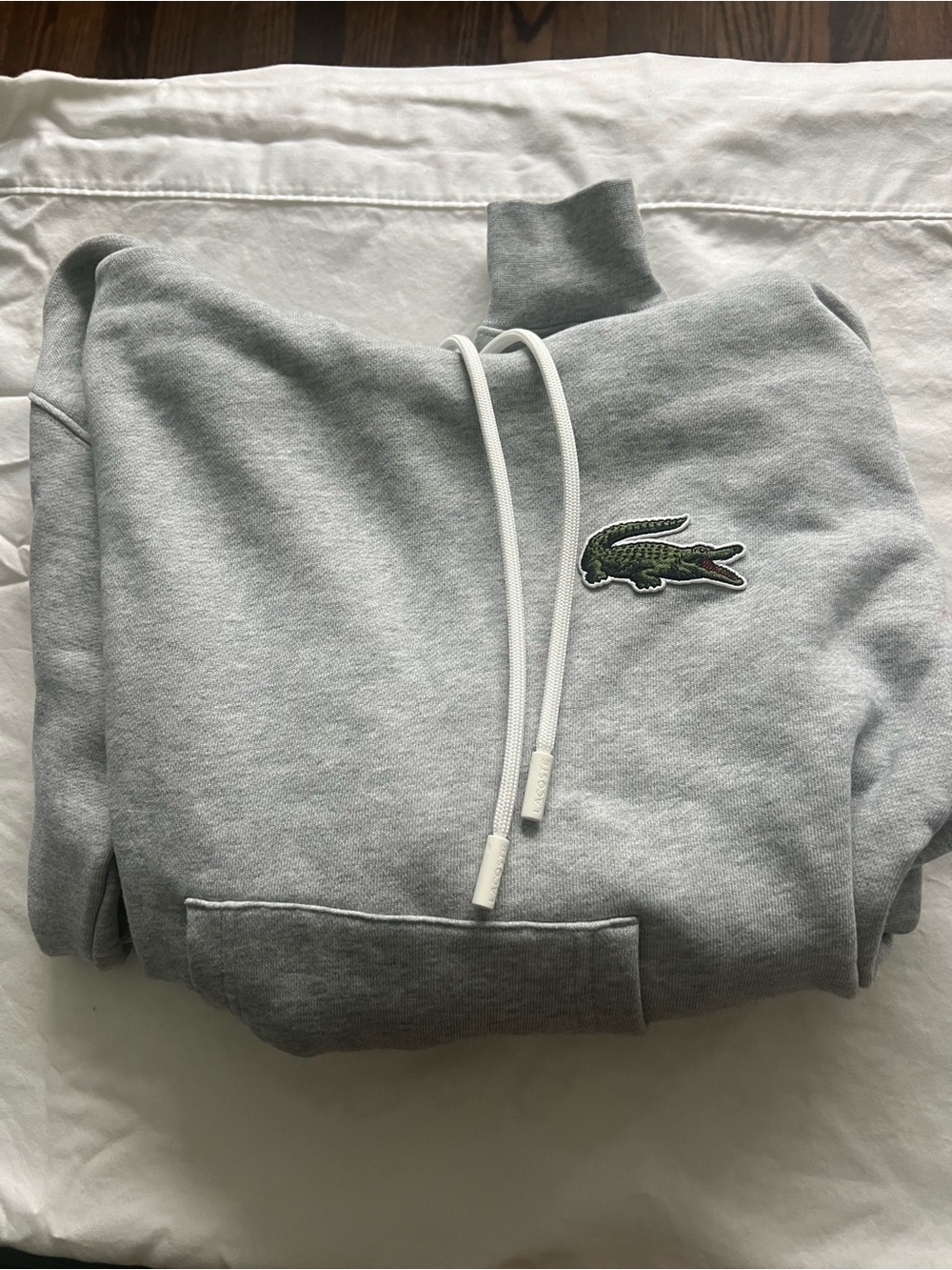Lacoste Gray Hoodie with Green Crocodile Logo. Excellent condition, worn once.